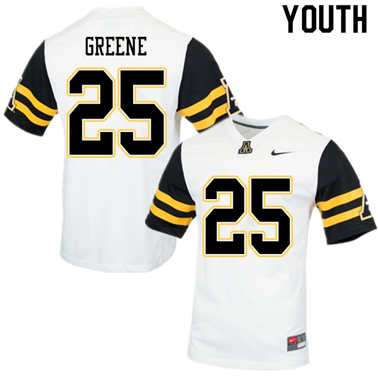 Youth #25 Jackson Greene Appalachian State Mountaineers College Football Jerseys Sale-White - Click Image to Close